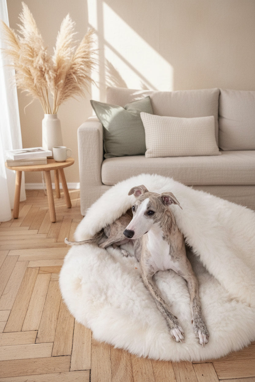 Natural Sheepskin Pet Cave - White-1