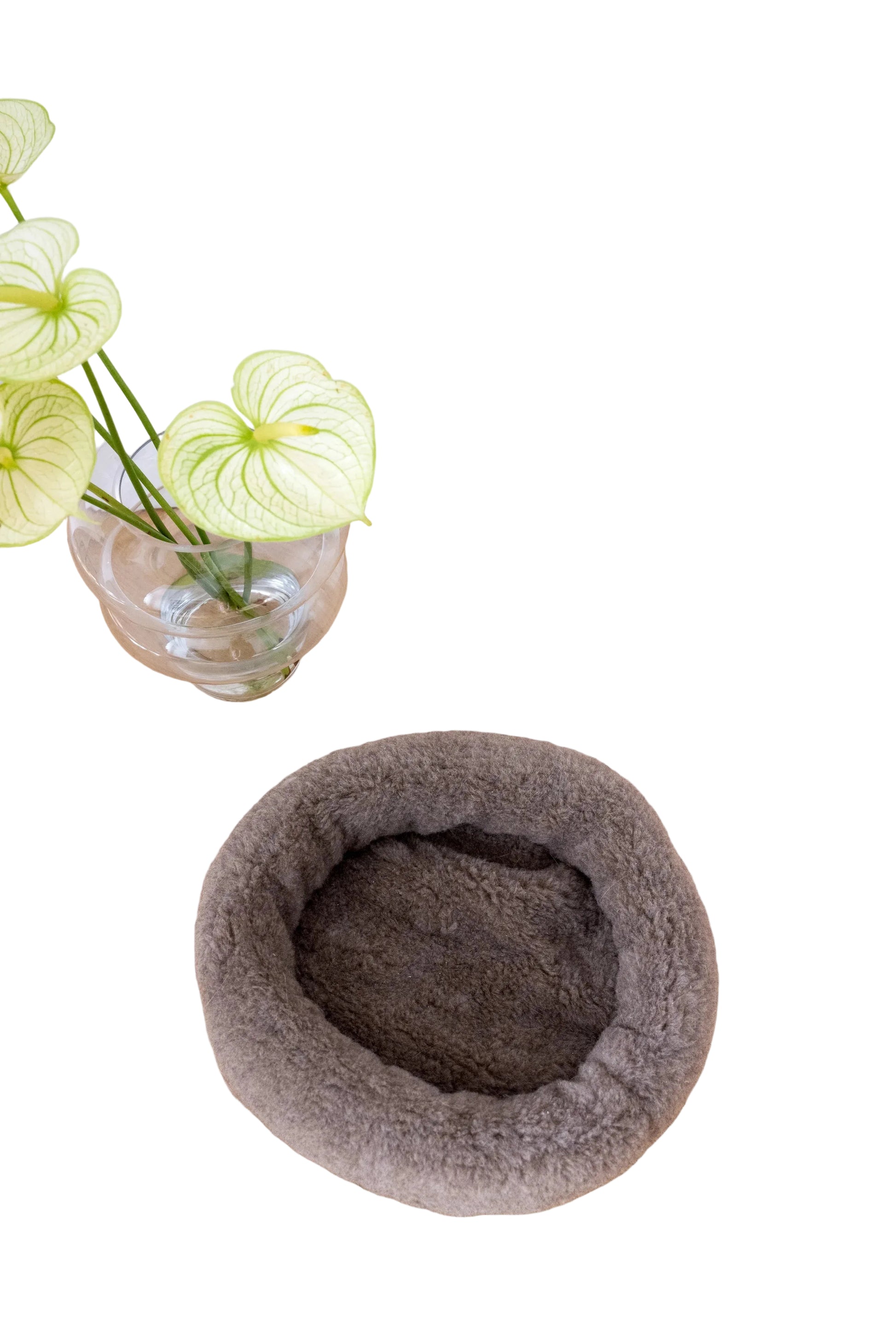 Round Natural Wool Pet Bed - Beige-3